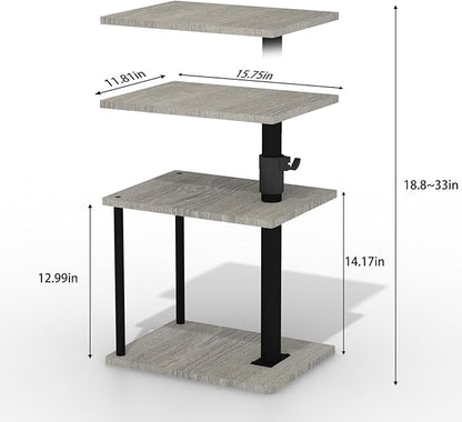 Faesun Swivel Side Table for Couch Arm, Height Adjustable C Table for Recliner or Bed, Tv Trays with Storage Shelf for Small Spaces- Small Nightstand Table for Living Room, Bedroom
