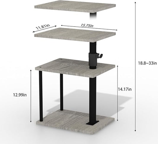 Faesun Swivel Side Table for Couch Arm, Height Adjustable C Table for Recliner or Bed, Tv Trays with Storage Shelf for Small Spaces- Small Nightstand Table for Living Room, Bedroom