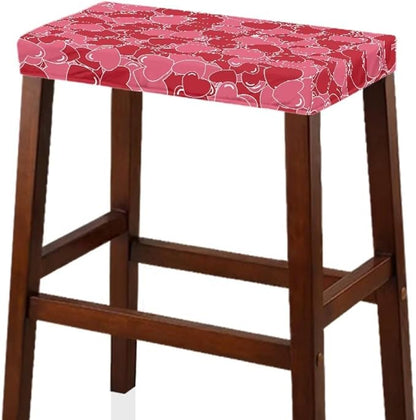Hearts Print Bar Stool Covers Set of 2 Valentines Decorations Rectangle Vanity Stool Cover Valentine Holiday Party Counter Stool Bar Chair Covers for Kitchen Pub Dining Room