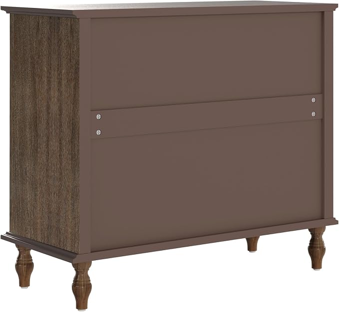 ALEVINE 40" Deep Rustic Brown Accent Chest with 4 Drawers, Farmhouse Wooden Dresser with Copper Handles