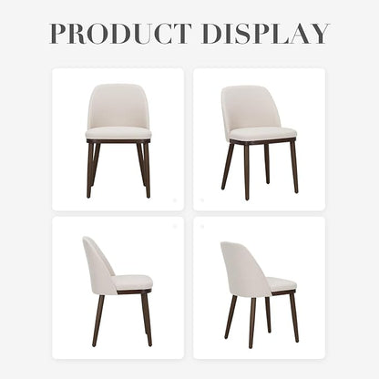 COLAMY Upholstered Dining Chairs Set of 6, Modern Kitchen Chairs with Back, Fabric Side Chair with Wood Legs for Dining Room Kitchen Restaurant, Beige