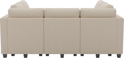 Belffin Corduroy Modular Sectional Sofa 9 Seat Convertible Sectional Sleeper Sofa Bed with Storage Ottomans Modular Sectional Couch Bed for Living Room Beige
