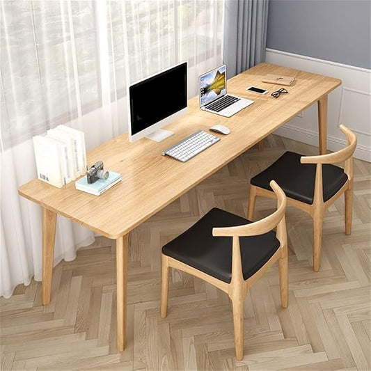 LAKIQ Pine Solid Wood Writing Desk Modern Rectangular Home Office Working Table Desktop Computer Desk Home Writing Table for Small Space-Table Only (Natural,47" L x 16" W x 30" H)