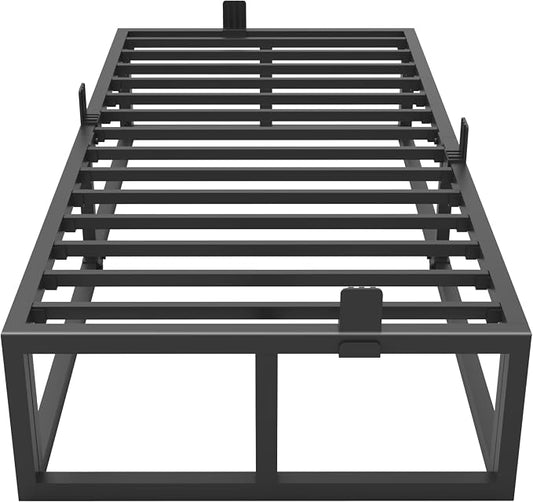 Bilily 14 Inch Twin Bed Frame with Sturdy Steel Slat Support,Heavy Duty Metal Platform Twin Size Mattress Foundation,No Box Spring Needed,Easy Assembly,Noise Free,Black