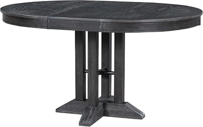 Ball & Cast Farmhouse Extendable Dining Table for 4-6, 42"-56" Extendable Kitchen-Table with a 14" Leaf, Round Ellipse Retro Wood Dining Room-Table w/Removable Leaves,Space Saving, Espresso