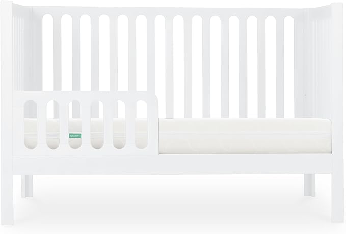 Newton Baby Galileo Standard Crib, Solid Beech Wood in White Color, 3-in-1 Convertible Crib with Toddler Bed Conversion Kit, Ultra-Safe Non-Toxic Finish