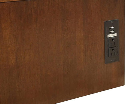 Mega Solutions Emurphybed Paradiseo Murphy Cabinet Chest Bed with Charging Station 8 Inch, Queen (Tobacco)