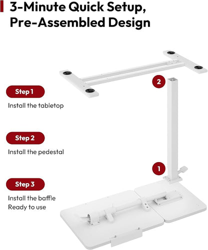 SANODESK Small Rolling Overbed Table Adjustable Height with Wheels, Mobile Laptop Desk with Tilting Desktop, Portable Computer Workstation for Home Office, Classroom, Bedside, White
