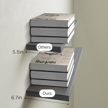 BAYKA Floating Shelves Grey, 22.5 inch Rustic Wood Wall Mounted Shelves for Bathroom, Bedroom, Living Room, Kitchen, Hanging Shelf for Books/Storage/Decor (Gray,Set of 2)