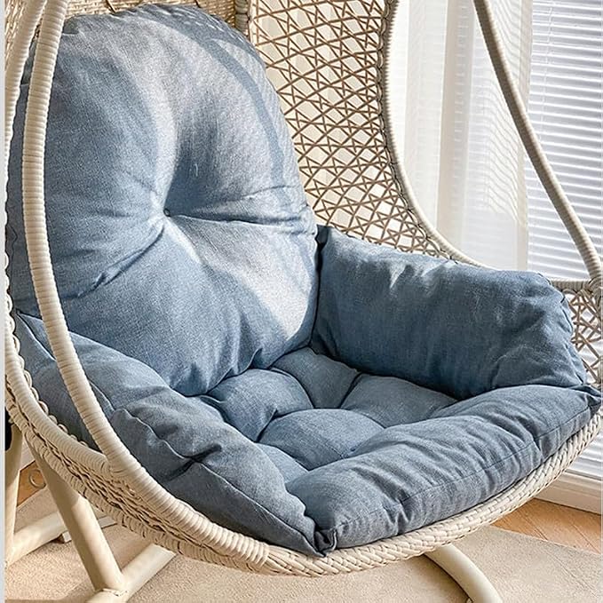 Swing Egg Chair Cushion Thickened Hanging Basket Seat Cushion Washable Hammock Chair Cushions Outdoor Patio Hanging Chairs Cushions Replacement (Only Cushion) (Blue)