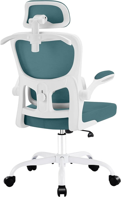AreShark Office Chair Ergonomic Desk Chairs with Adjustable Lumbar Support& Headrest Hanger, High Back Breathable Mesh Chair with Wheels, Rolling Swivel Comfy Task Computer Chair for Home Work Gaming