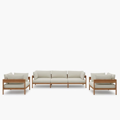 Acanva Vento 3-Piece Outdoor Patio Furniture Set, Couch & 2 x Armchairs | All-Weather Aluminium Frame, Water-Resistant Olefin Cushions, Patio Conversation Sets for Backyard, Garden, Porch
