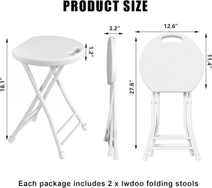 Folding Stool, 18 Inch Foldable Stool with Handle & Steel Frame, Pack of 20 Folding Bar Stools, 440lbs Sturdy Foldable Lightweight Metal Chair for Camping, Indoor and Outdoor, White