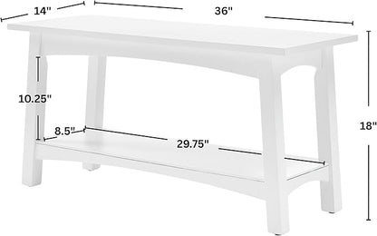 Craftsbury 36-Inch Solid Wood Entryway Bench with Storage Shelf – Easy Assembly Small Seating Bench for Hallway, Living Room, or Foyer by Alaterre Furniture (White)