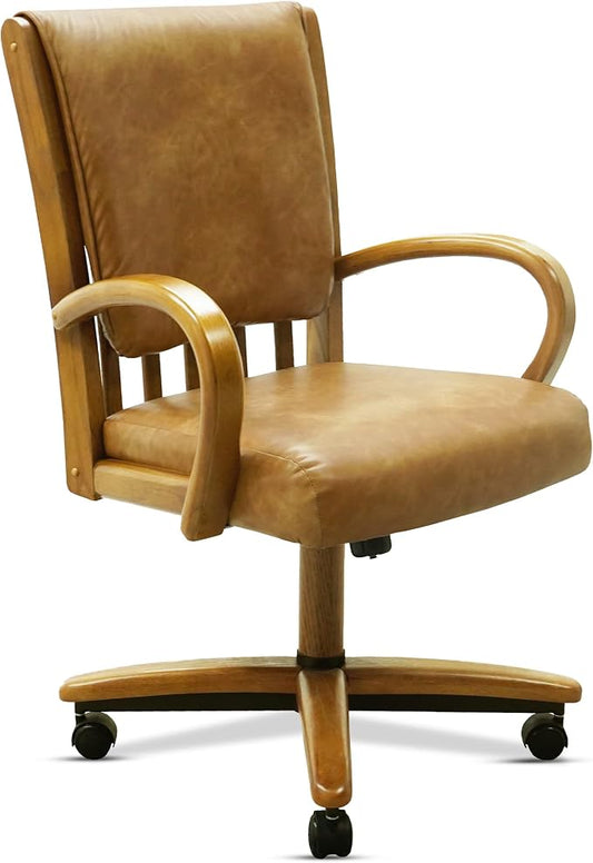 Chromcraft Ashen Vale Swivel Dining Chairs with Casters, Set of 1 – Luxury Upholstered Kitchen & Dining Room Chairs with Arms, Ergonomic Tilt & Swivel Comfort - CM1777
