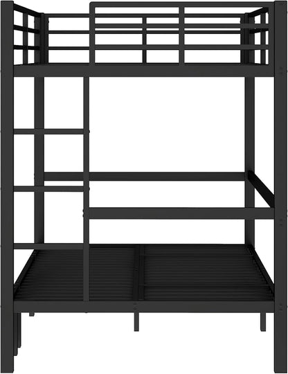 Bellemave Twin XL Futon bunk Bed, Lower bunk can be Pulled Out in Three Sections, Loft Bed with Sofa for Teens, Adults, Bedroom, Black(Excluding Cushions and mattresses)