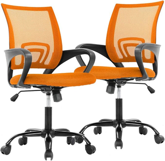 Office Chair Desk Chair Mesh Computer Chair Back Support Modern Executive Adjustable Chair Task Rolling Swivel Chair for Women,Men(2 Pack) (Orange)