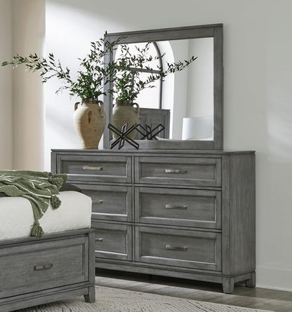 Rustic Gray Finish Bedroom Furniture Set California King Size 6pcs Platform Bed with Drawers Transitional Style