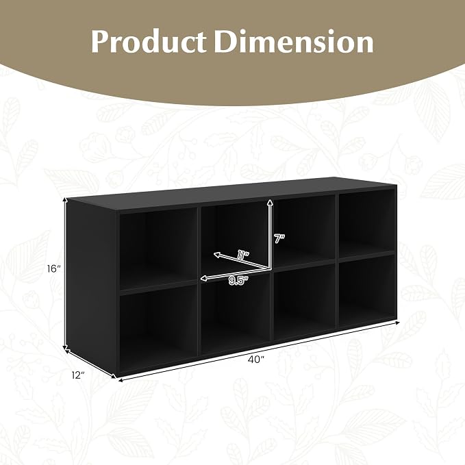 Giantex Shoe Bench 8 Cubes, 40" Entryway Bench with Storage, 8-Cubby Shoe Rack, Shoe Organizer Storage Cabinet for Entryway, Hallway, Mudroom, Living Room, Bedroom, Support up to 500 lbs, Black