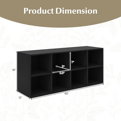 Giantex Shoe Bench 8 Cubes, 40" Entryway Bench with Storage, 8-Cubby Shoe Rack, Shoe Organizer Storage Cabinet for Entryway, Hallway, Mudroom, Living Room, Bedroom, Support up to 500 lbs, Black