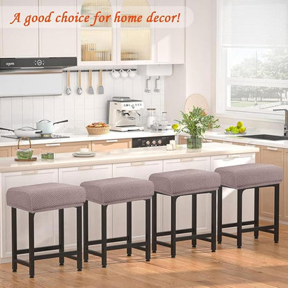 Levoberg Bar Stool Cover Rectangle Stretch Counter Height Barstool Slipcovers Rectangular Vanity Stool Cover Kitchen Counter Saddle Seat Cover for Wooden Metal Bench Set of 4 Taupe