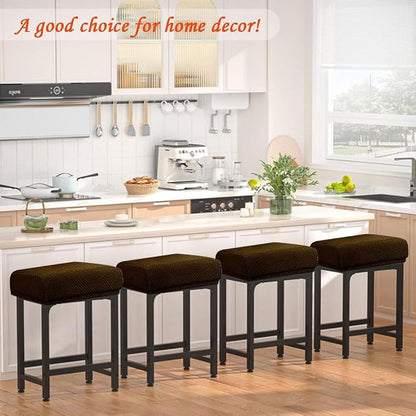 Levoberg Bar Stool Cover Rectangle Stretch Counter Height Barstool Slipcovers Rectangular Vanity Stool Cover Kitchen Counter Saddle Seat Cover for Wooden Metal Bench Set of 4 Coffee