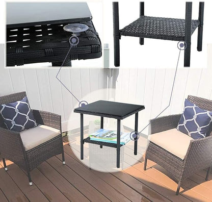 Patio Furniture Set 3 Piece Patio Chair Bistro Set Outdoor Rattan Chairs Wicker Conversation Set for Backyard Porch Poolside Lawn,Black