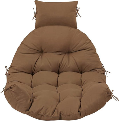 Tudomro Brown Waterproof Egg Chair Cushion with Pillow Filling 2.58 kg Replacement Rocking Wicker Chair Cushion 48" x 32" High Back Hanging Swing Hammock Pad Thicken for Outdoor Patio Garden