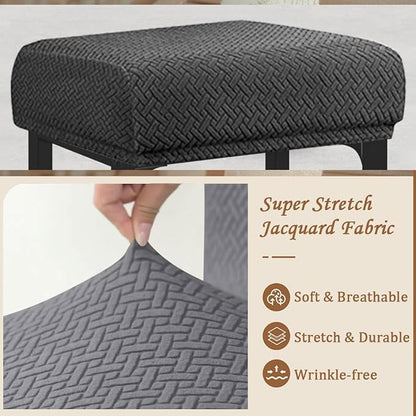 Levoberg Bar Stool Cover Rectangle Stretch Counter Height Barstool Slipcovers Rectangular Vanity Stool Cover Kitchen Counter Saddle Seat Cover for Wooden Metal Bench Set of 2 Dark Gray