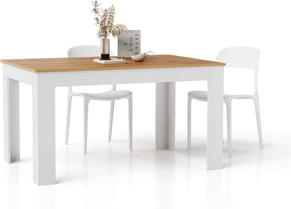 Mobili Fiver, Easy, Extendable Dining Table, 55.1(86.6) x35.4 in, Rustic Oak and Ashwood White, Made in Italy