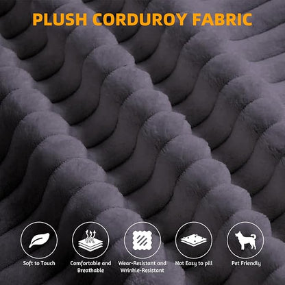 78.7" Futon Sofa Bed, 2-in-1 Foldable Sleeper Sofa, Convertible Sofa Bed with Pillows, Corduroy Couch with Multi Functional Blanket Upholstered Boneless Couches for Living Room, Dark Gray