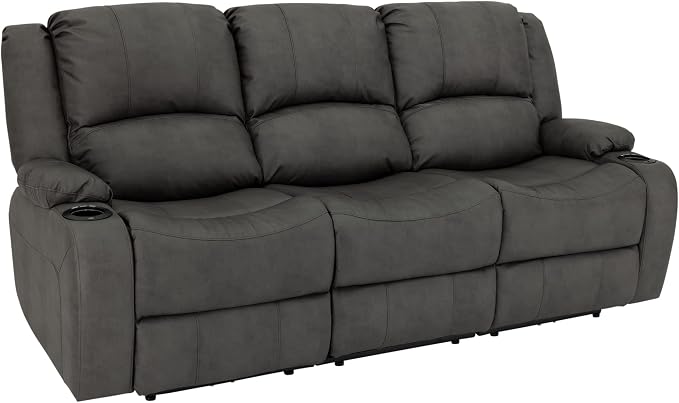 RecPro Charles 80" RV Wall Hugger Reclining Sofa | Gunmetal