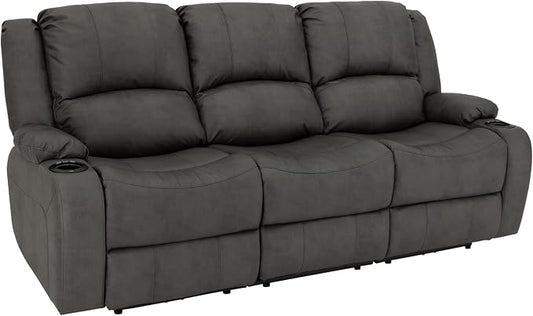 RecPro Charles 80" RV Wall Hugger Reclining Sofa | Gunmetal