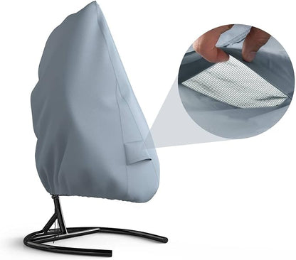 Patio Egg Chair Cover with Zipper and Air Vent, Mrrihand 420D Heavy Duty Outdoor Chair Cover Waterproof, Hanging Swing Chair Covers, 74.8”H X 45.3”W, Grey, 1 Pack