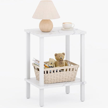 TUTOTAK End Table, Side Table, Nightstand, 2-Tier Storage Shelf, Sofa Side Table for Small Space, Living Room, Bed Room TB01BMW034