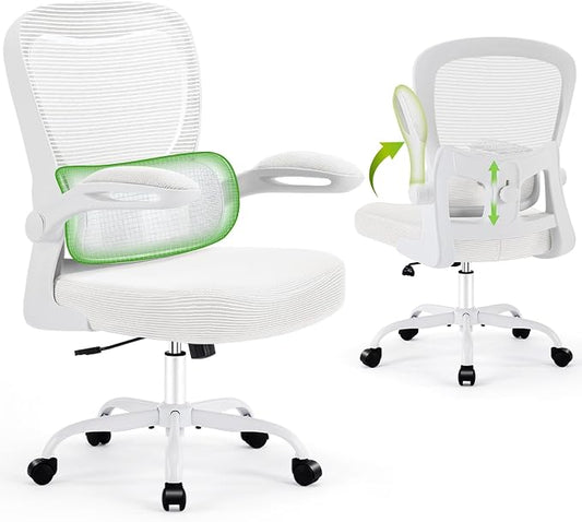 AreShark Office Chair Ergonomic Desk Chairs with Adjustable Lumbar Support, High Back Breathable Mesh Chair with Wheels& Flip-up Armrests,Rolling Swivel Comfy Task Computer Chair for Home Work Gaming