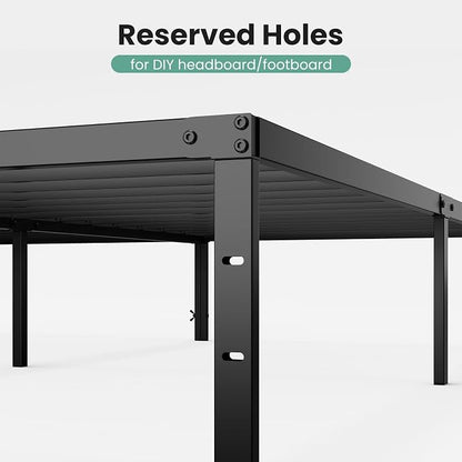 Sweetcrispy Queen Size 12 Inch Platform Bed Frame, Heavy Duty Metal Foundation Frame, Noise-Free Sturdy Steel Slats, Underbed Storage, No Box Spring Needed, Quick Setup