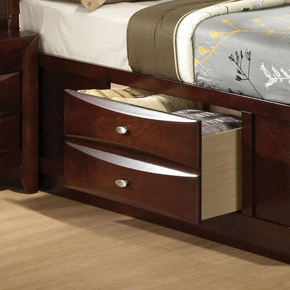 Furniture of America Darius Transitional Solid Wood 3-Piece Queen Platform Bedroom Set with Drawers, Bookcase Headboard and Knob Pulls, Mattress Ready, Dark Cherry