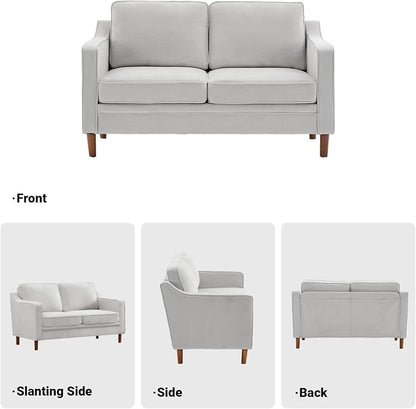 Kingfun 60" Chenille Sofa, Loveseat Couch, Mid Century Modern Love Seat Couches with Solid Wood Frame for Living Room Bedroom