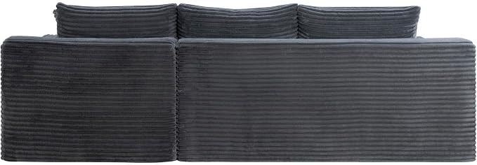 106-Inch Oversized U-Shaped Right Facing Corner Compressed Sofa Modular Boneless Cloud Sectional Sofa Floor Foam Couch W/Chaise & Ottoman, Corduroy Corner Boneless Cloud Couch