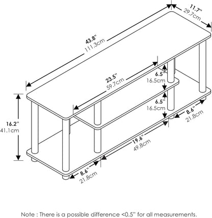 Furinno Turn-N-Tube No Tools 3D 3-Tier Entertainment TV Stand up to 50 inch TV, Round Tubes, Oak