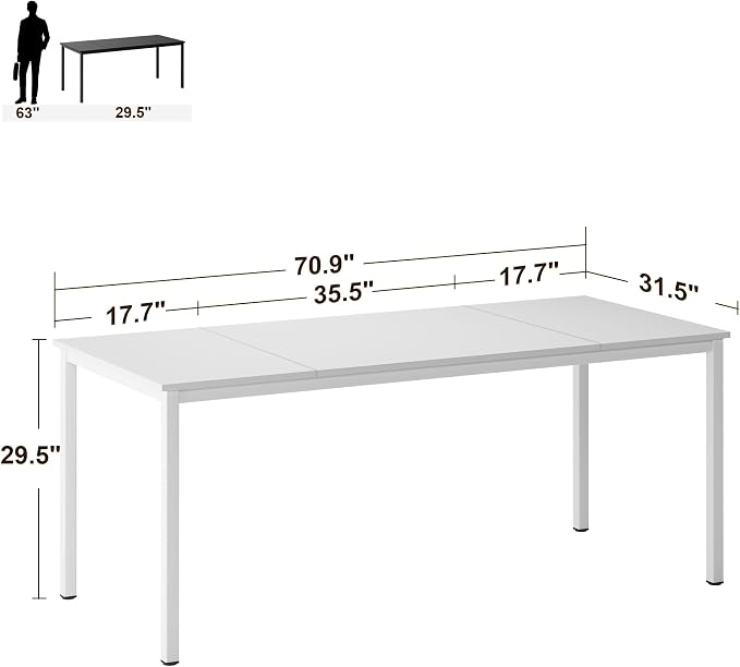 Computer Desk, 71 inches Desk & Workstations for Home Office, Writing Study Corner Desk, Modern Simple Style Laptop Table, Easy to Assemble, White