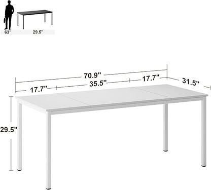Computer Desk, 71 inches Desk & Workstations for Home Office, Writing Study Corner Desk, Modern Simple Style Laptop Table, Easy to Assemble, White