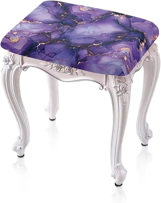 Drak Purple Marble Bar Stool Seat Covers Rectangle Stool Covers Set of 2 Bench Covers Slipcover Rectangle Stretch Counter Height Bar Stools Slipcovers Counter Stool Covers Saddle Seat Cover