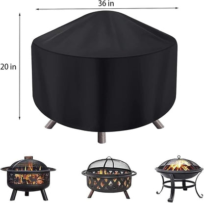 Round Fire Pit Cover for 30-36 Inch Firepit, Heavy Duty Outdoor Patio Fireplace Covers - Waterproof Dustproof Anti UV and Tear Resistant