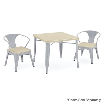 Delta Children Bistro Kids Play Table - Ideal for Arts & Crafts, Snack Time, Homeschooling, Homework & More, Grey Metal/Natural Birch
