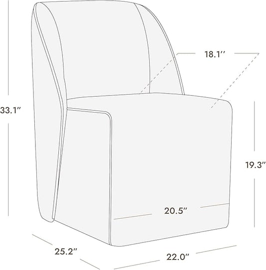 Watson & Whitely Leather Rolling Dining Chairs with Casters, Set of 2, Tan | Upholstered Seat, Removable Rollers, Modern Style, Armless Chairs for Dining Room, Living Room, Bedroom