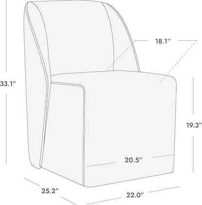 Watson & Whitely Leather Rolling Dining Chairs with Casters Set of 2, Brown | Upholstered Seat, Removable Rollers, Modern Style, Armless Chairs for Dining Room, Living Room, Bedroom