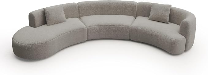 Acanva Formia Boucle Curved Sectional Sofa, 153" W Left Hand, Light Coffee | Modular Couch, Modern Minimalist, Wood Frame, For Living Room, Apartment, Home Office