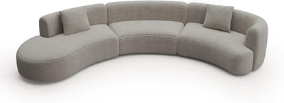 Acanva Formia Boucle Curved Sectional Sofa, 153" W Left Hand, Light Coffee | Modular Couch, Modern Minimalist, Wood Frame, For Living Room, Apartment, Home Office